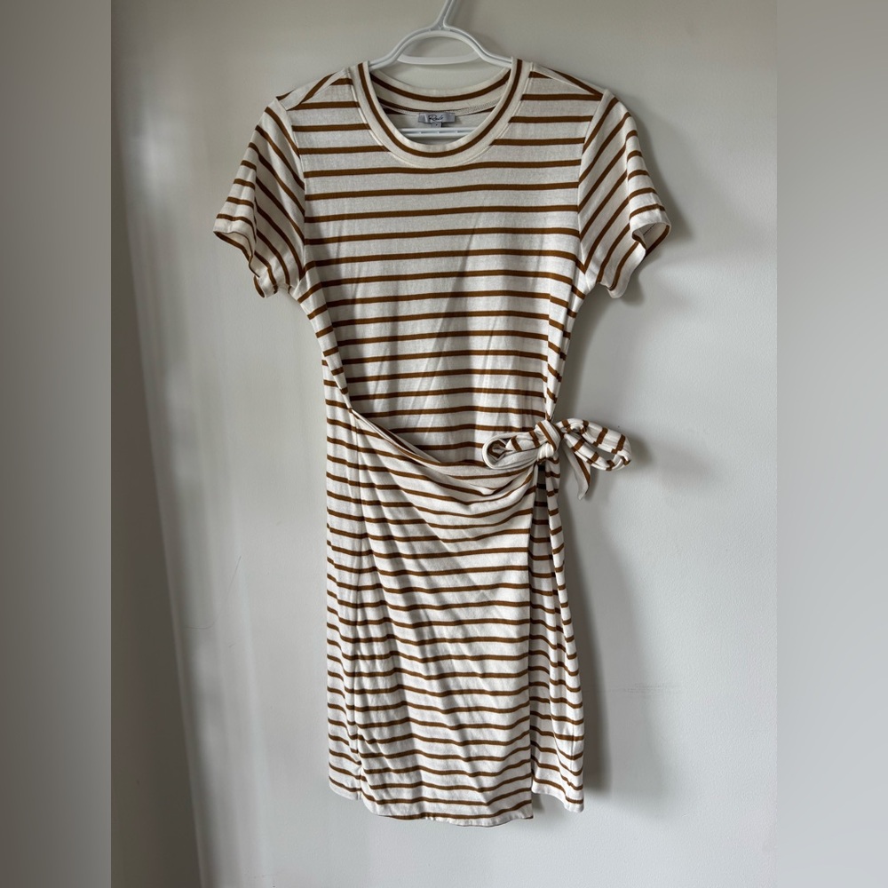 Rails Brown and White Striped Midi Dress